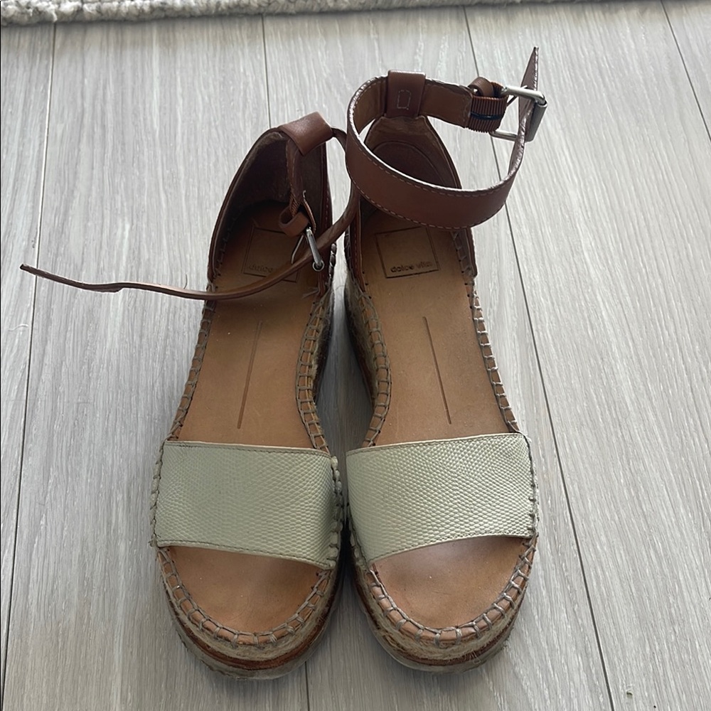 Dolce Vita Espadrilles in Brown and Cream with Flat Soles